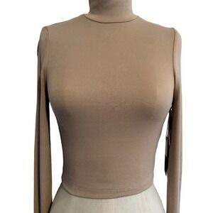 Nwt No Bra Club Cropped Long Sleeve Turtleneck Top XS